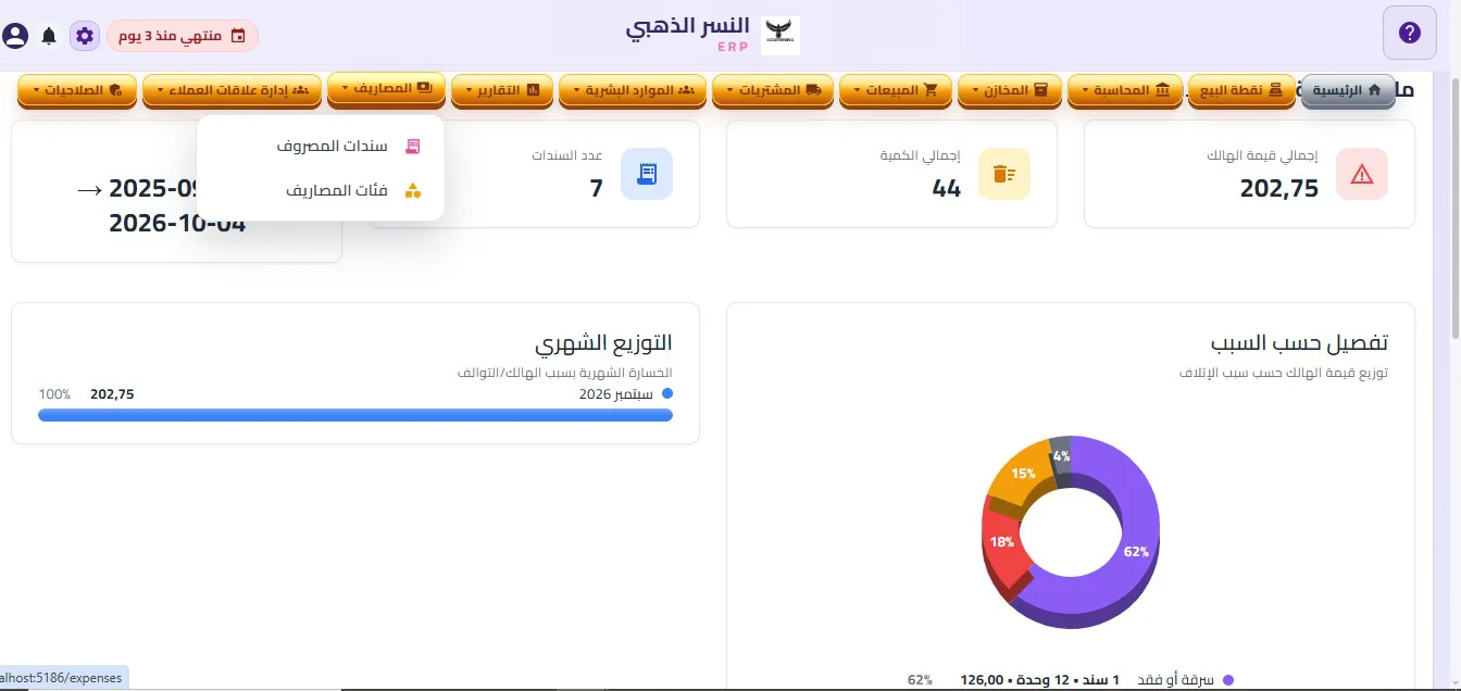 لقطة شاشة حقيقية من نظام إدارة الأعمال ERP
