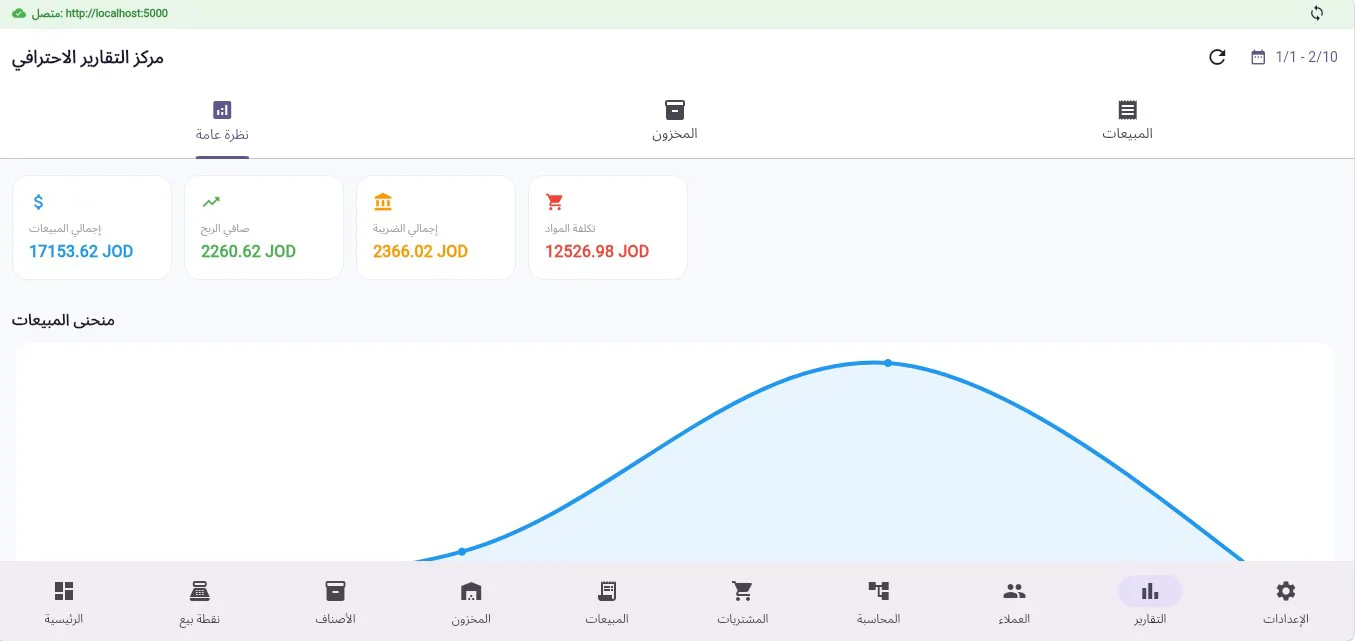 لقطة شاشة حقيقية من منصة POS Cloud